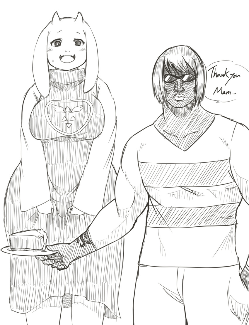 anthro big_breasts boss_monster breasts caprine english_text female goat human male mammal mature_female protagonist_(undertale) shinobe text toriel undertale video_games