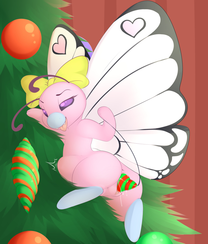 2016 alternate_color armpits arthropod bow butterfly butterfree camychan christmas christmas_tree fangs female feral hi_res holidays improvised_sex_toy insect masturbation nintendo open_mouth ornament penetration pok&eacute;mon pussy solo tongue tongue_out tree vaginal vaginal_masturbation vaginal_penetration video_games wings