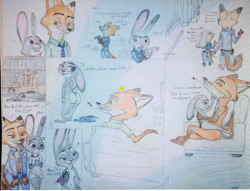 butt canine clothing comic disney female fox furniture invalid_color judy_hopps lagomorph male male/female mammal nick_wilde nude police_woman practice pussy rabbit sex short_comic size_difference zootopia