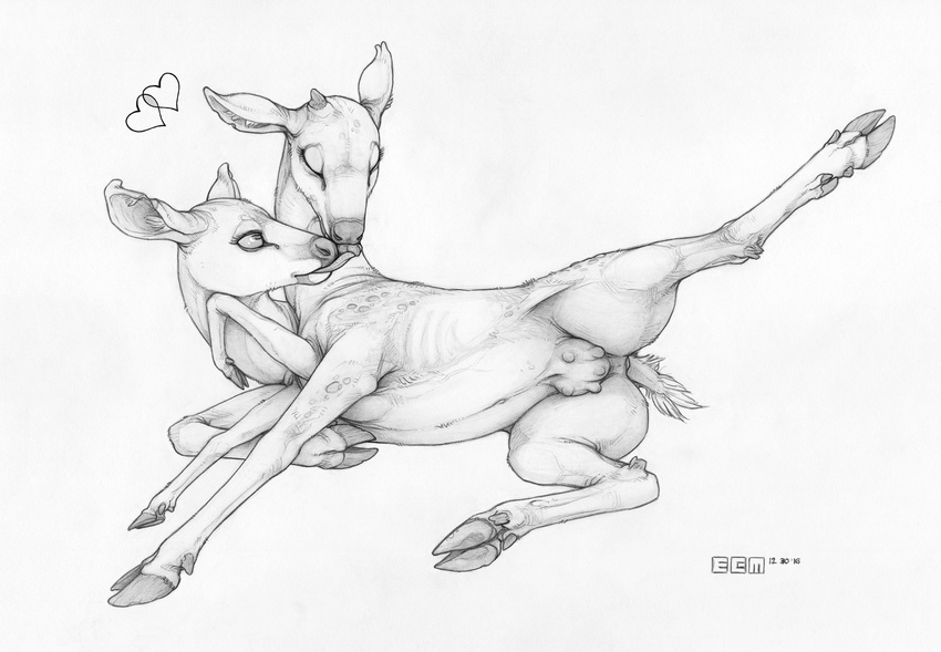 &lt;3 cervine conjoined deer ecmajor eyes_closed fallout feral hooves invalid_tag mammal radstag sibling simple_background tongue twins video_games white_background