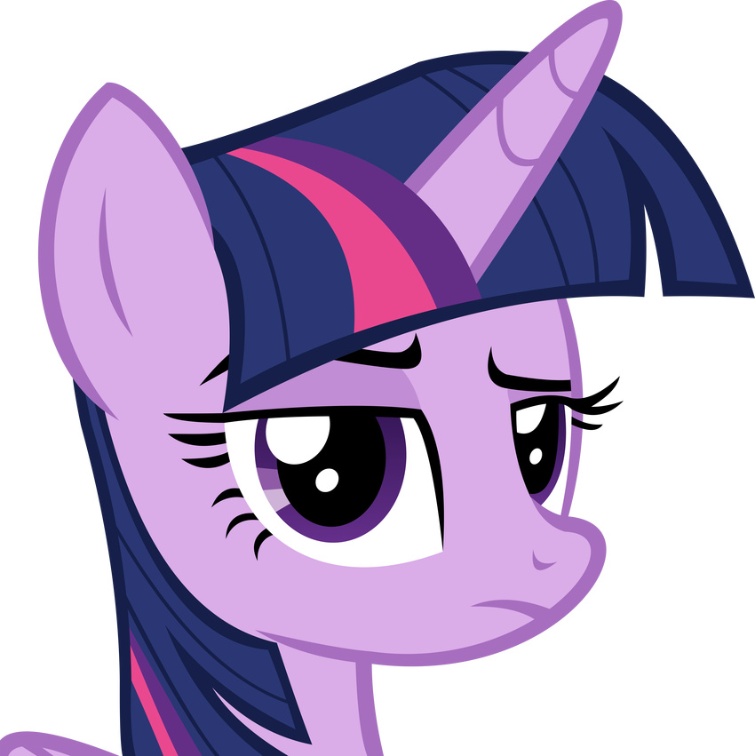 big_eyes cyanlightning_(artist) equine female feral friendship_is_magic fur hair headshot_portrait horn horse looking_at_viewer mammal multicolored_hair my_little_pony pony portrait purple_eyes purple_fur raised_eyebrow simple_background solo toony twilight_sparkle_(mlp) unamused unicorn winged_unicorn wings