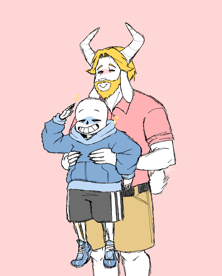 asgore_dreemurr blush male male/male sans_(undertale) size_difference the_trash_train undertale video_games