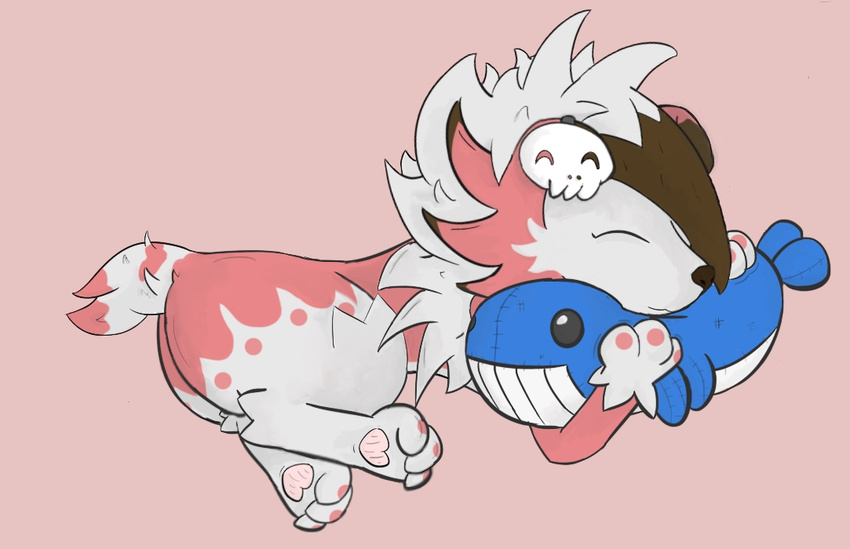 canine hug lycanroc mammal nintendo pok&eacute;mon skull sleeping video_games wailord zetafaux