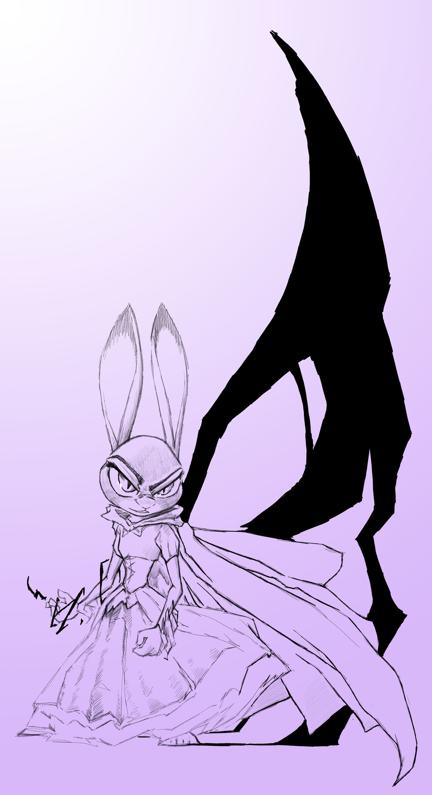 2017 anthro cape clothed clothing disney dress female judy_hopps lagomorph magic mammal rabbit restricted_palette slit_pupils solo standing thewyvernsweaver zootopia