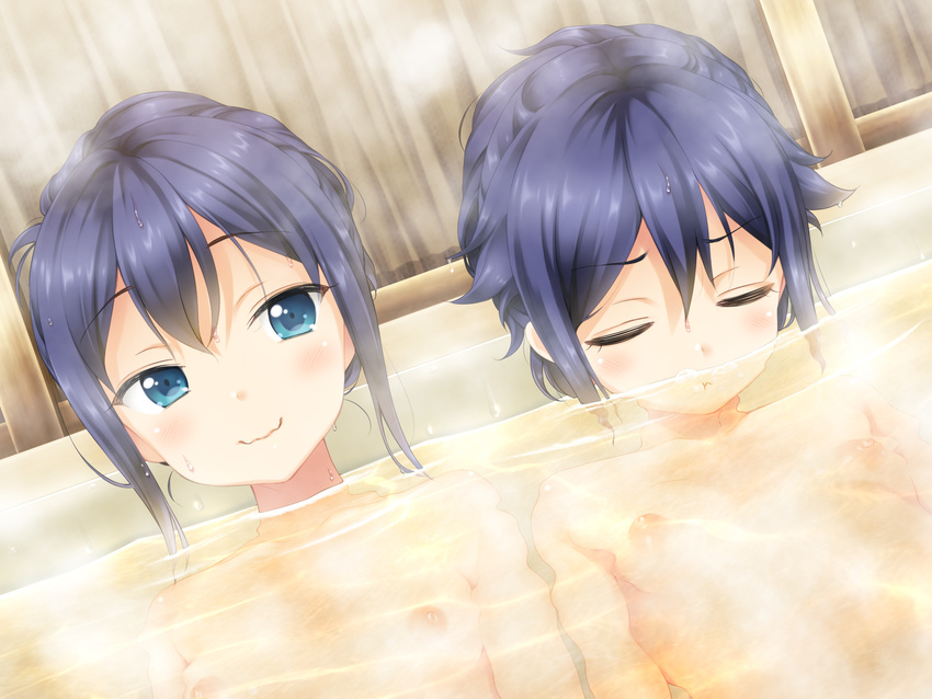 aida_takanobu bathing game_cg kimishima_ai kimishima_aya naked nipples sono_hanabira_ni_kuchizuke_wo wet yuri