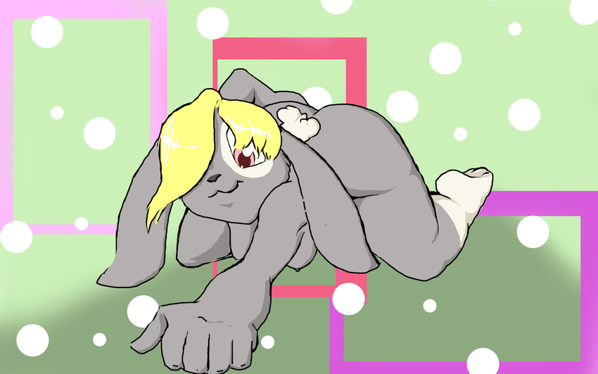 2016 anthro breasts candi(reo_grand) female hand_on_butt hare lagomorph looking_at_veiwer mammal nipples nude pink_eyes rabbit reo_grand simple_background small_(disambiguation) solo