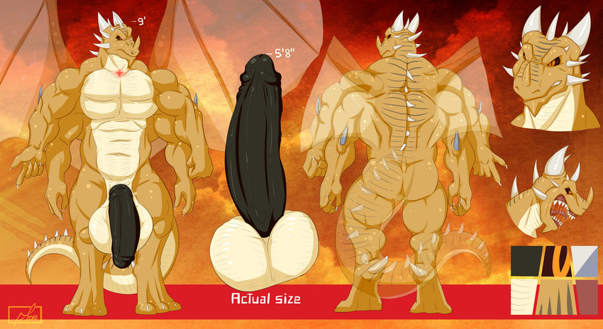 2016 3_toes abs back_muiscles balls biceps big_balls big_biceps big_tail black_penis brown_scales butt claws color_swatch colored danandnite digital_drawing_(artwork) digital_media_(artwork) digitigrade dragon english_tails erection flaccid front_view glans glare glutes horn huge_balls huge_muscles humanoid_penis hyper hyper_balls hyper_penis light looking_away male manly model_sheet multi_arm multi_limb multicolored_scales muscular muscular_male nude open_frown open_mouth orange_background orange_eyes pecs penis pink_tongue quads rear_view red_background saliva scales scalie shaded sharp_teeth signature simple_background solo tan_balls tan_scales teeth toes tongue toony triceps two_tone_scales western_dragon white_claws white_horn