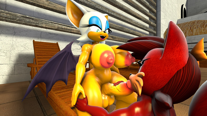 3d_(artwork) anthro balls bat big_breasts big_penis breasts canine dickgirl dickgirl/female digital_media_(artwork) duo erect_nipples erection fellatio female fiona_fox fox hand_on_thigh hi_res intersex intersex/female lowkeydiag mammal nipples nude oral penis rouge_the_bat sex sonic_(series) thick_thighs