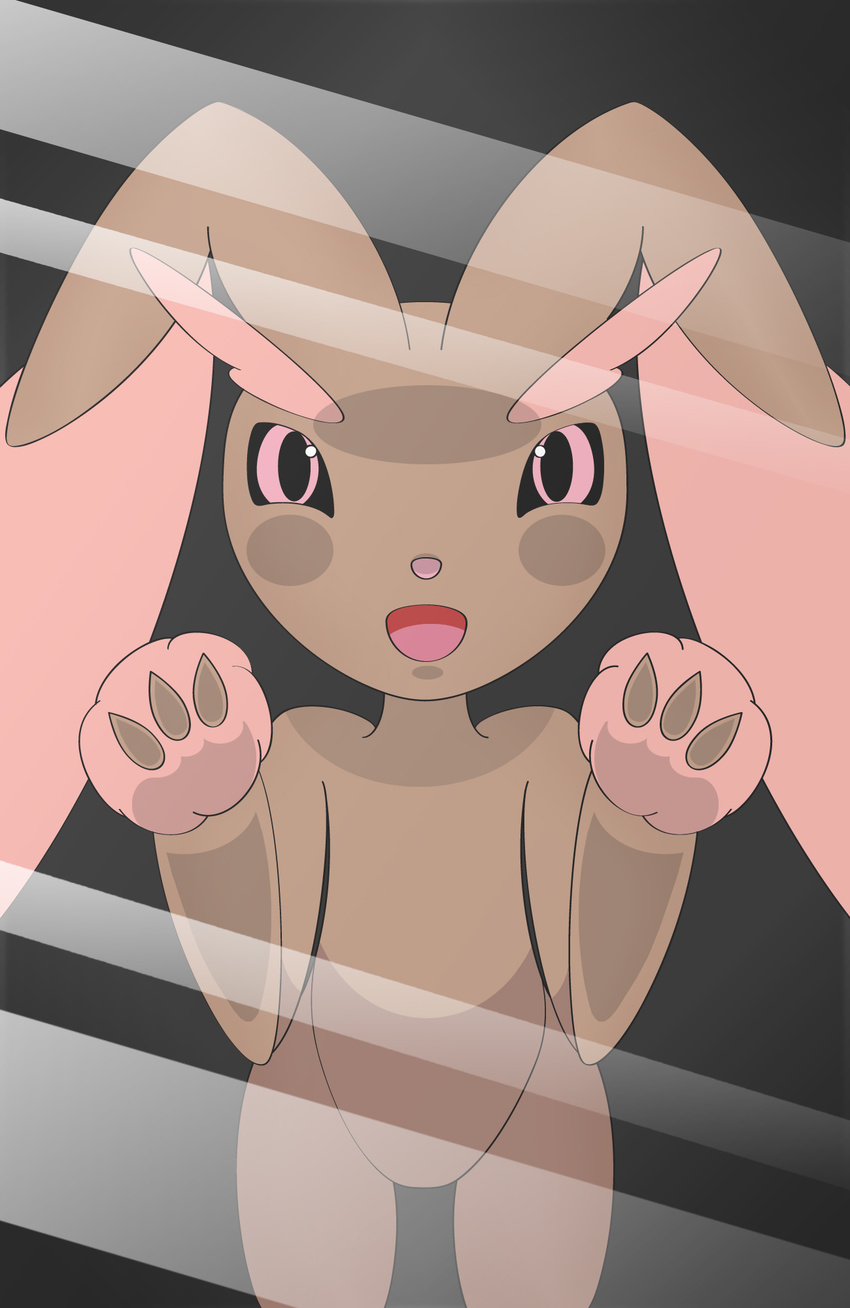 alternate_color animal_ears bunny_ears furry gen_4_pokemon highres lopunny no_humans pink_eyes pokemon screen sealnhj_(unite_68) smile solo