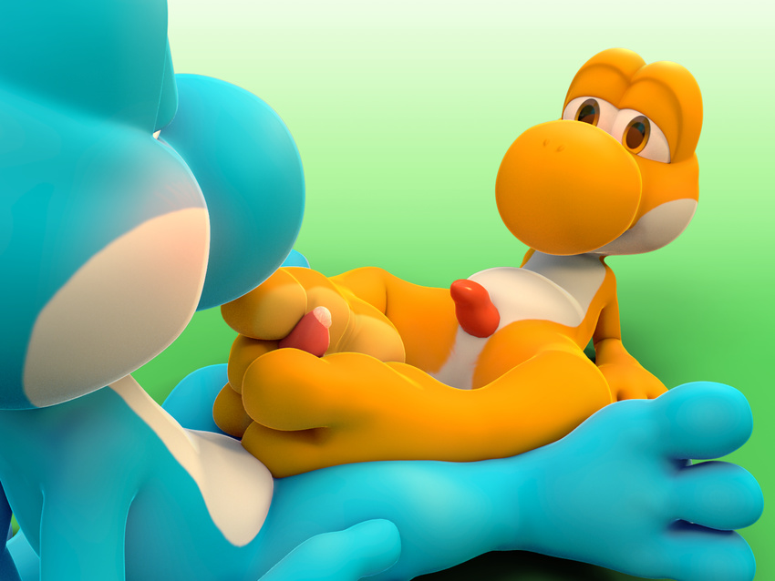 2017 3_toes 3d_(artwork) barefoot blush cinnamoncookies digital_media_(artwork) duo foot_fetish footjob hi_res male male/male mario_bros nintendo penis scalie sex soles toes video_games yoshi