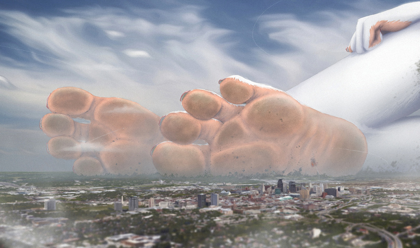 2016 anthro city close-up cloud crush deity destruction detailed digital_media_(artwork) feet female foot_focus landscape lazing lying macro mammal mega mega_macro mink mustelid on_side realistic relaxing serra soles solo toenails xtreme7