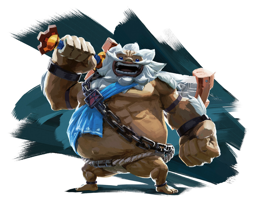absurdres beard belly facial_hair goron highres looking_at_viewer male_focus muscle official_art open_mouth smile solo the_legend_of_zelda the_legend_of_zelda:_breath_of_the_wild