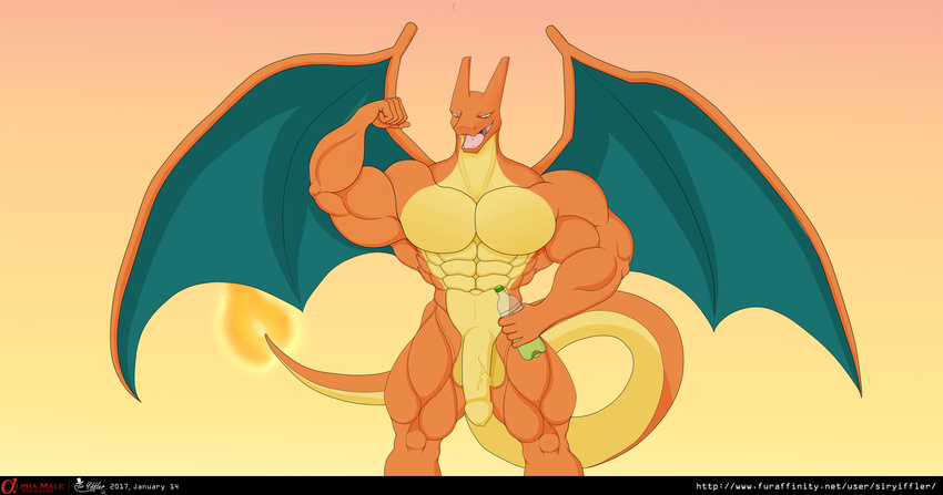 abs absurd_res alpha_male anthro balls beef biceps big_penis charizard dragon exercise fire flexing gym hi_res huge_muscles invalid_tag male manly muscular nintendo nude pecs penis pok&eacute;mon solo tongue video_games wings workout yiffler