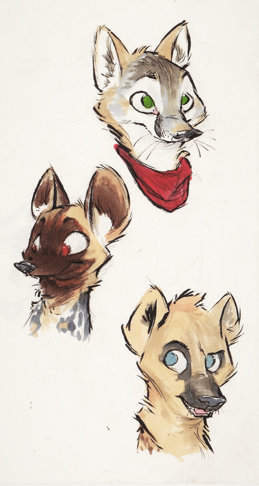 2017 african_wild_dog anthro canine disney fan_character fox group hyena male mammal monoflax scarf simple_background white_background zootopia