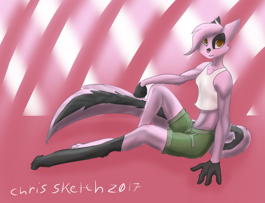 2017 anthro breasts chris_sketch clothed clothing dreamkeepers female fur hair mammal midriff pink_fur pink_hair sitting solo viriathus