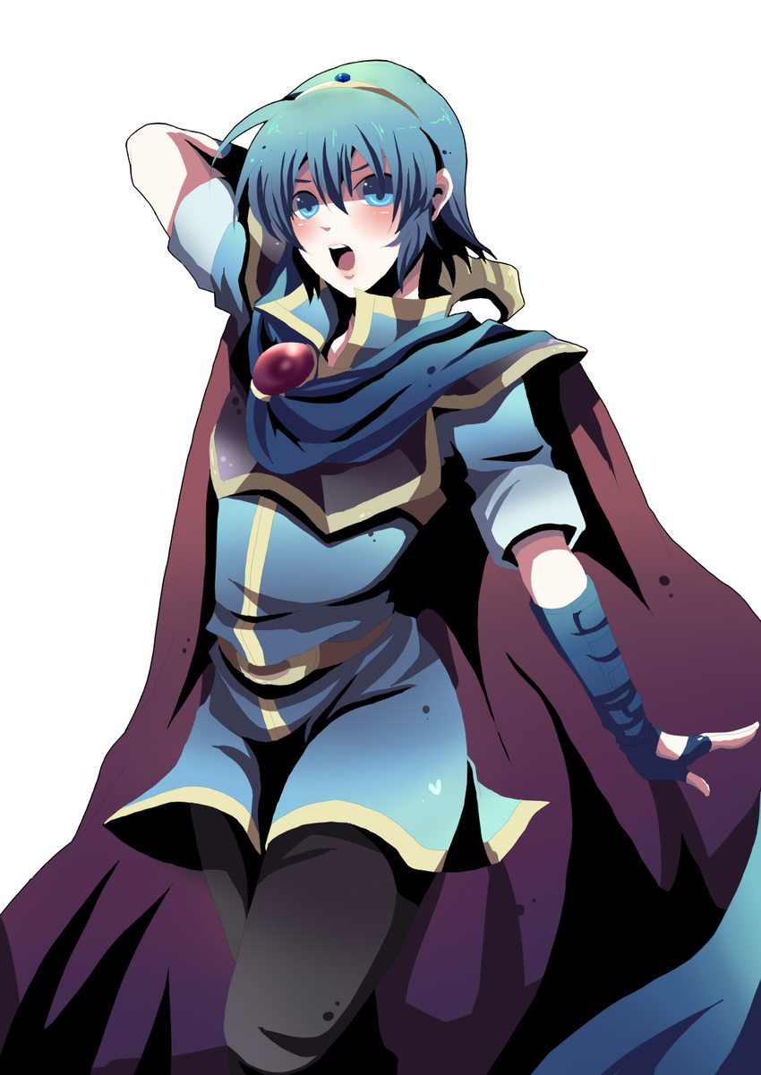 armor blue_eyes blue_hair boooo-im cape commentary_request crown fire_emblem fire_emblem:_monshou_no_nazo fire_emblem:_shin_monshou_no_nazo gloves hair_ornament highres male_focus marth partly_fingerless_gloves solo