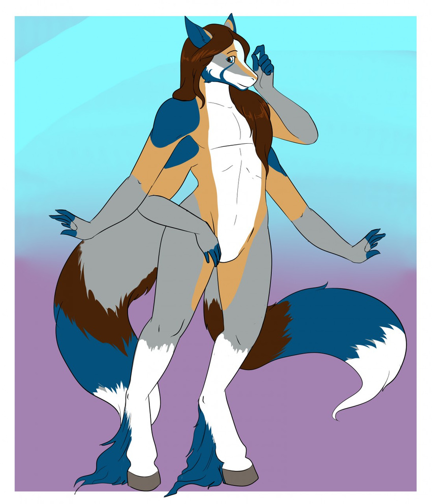 anthro canine digitigrade equine fusion gradient hayaikawakitsune hooves horse hybrid mammal merging multi_arm multi_limb rileyserenity wolf