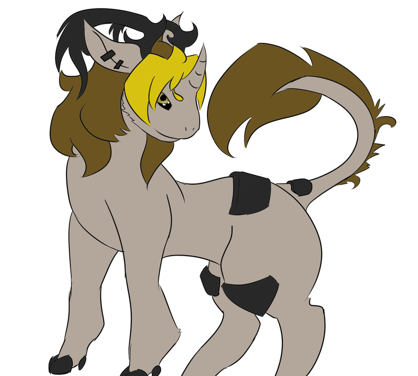 alien armor cloven_hooves equine fur hooves horn mammal my_little_pony piercing simple_background solo tartaurus