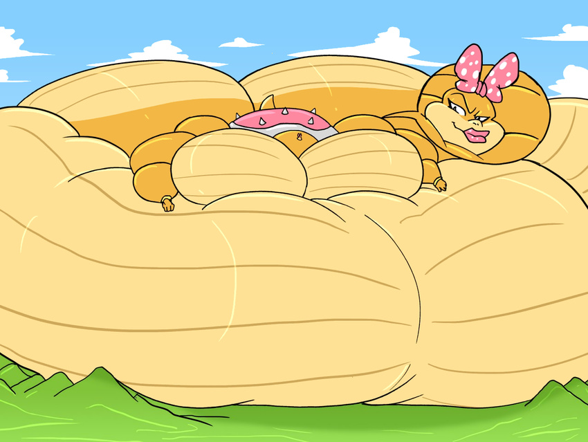 anthro belly big_belly big_breasts big_butt breasts butt comic female growth huge_breasts huge_butt jaeh jewelry koopaling macro mario_bros nintendo obese overweight ribbons video_games wendy_o_koopa