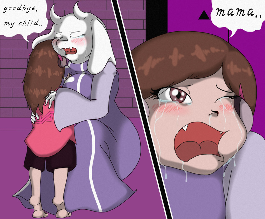 anthro barefoot blpanda blush boss_monster breasts caprine child clothing cute d.va_(overwatch) daughter dva fallen female game_(disambiguation) goat hana_song invalid_tag mammal mother motherhood overwatch parent parody robe sad smile tears toriel undertale video_games young