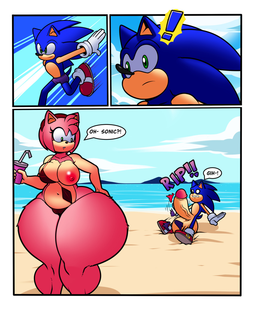 amy_rose beach big_breasts big_butt big_penis breasts butt clothing comic dreamcastzx1 eulipotyphlan female hedgehog huge_butt huge_penis huge_thighs hyper hyper_butt hyper_hips hyper_penis male mammal penis seaside smotrilla sonic_(series) sonic_the_hedgehog swimsuit