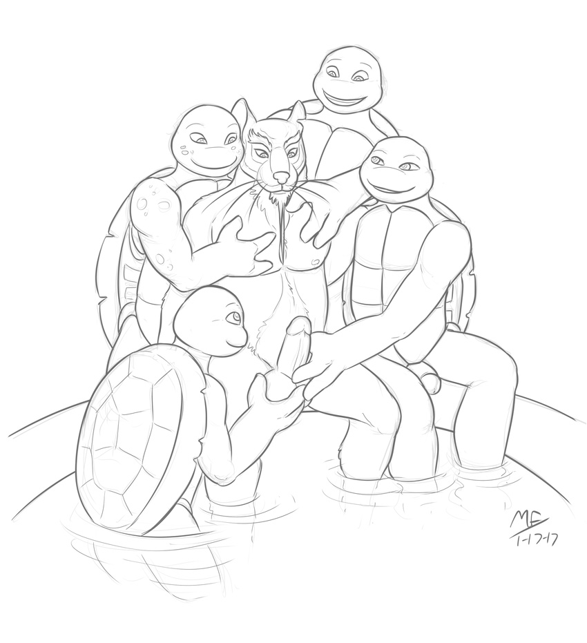 anthro balls bath bathing conditional_dnp donatello_(tmnt) erection father father_and_son flaccid humanoid_penis incest leonardo_(tmnt) male male/male mammal michelangelo_(tmnt) monochrome moodyferret nude parent penis raphael_(tmnt) rat reptile rodent scalie semi_incest smile son splinter teenage_mutant_ninja_turtles turtle