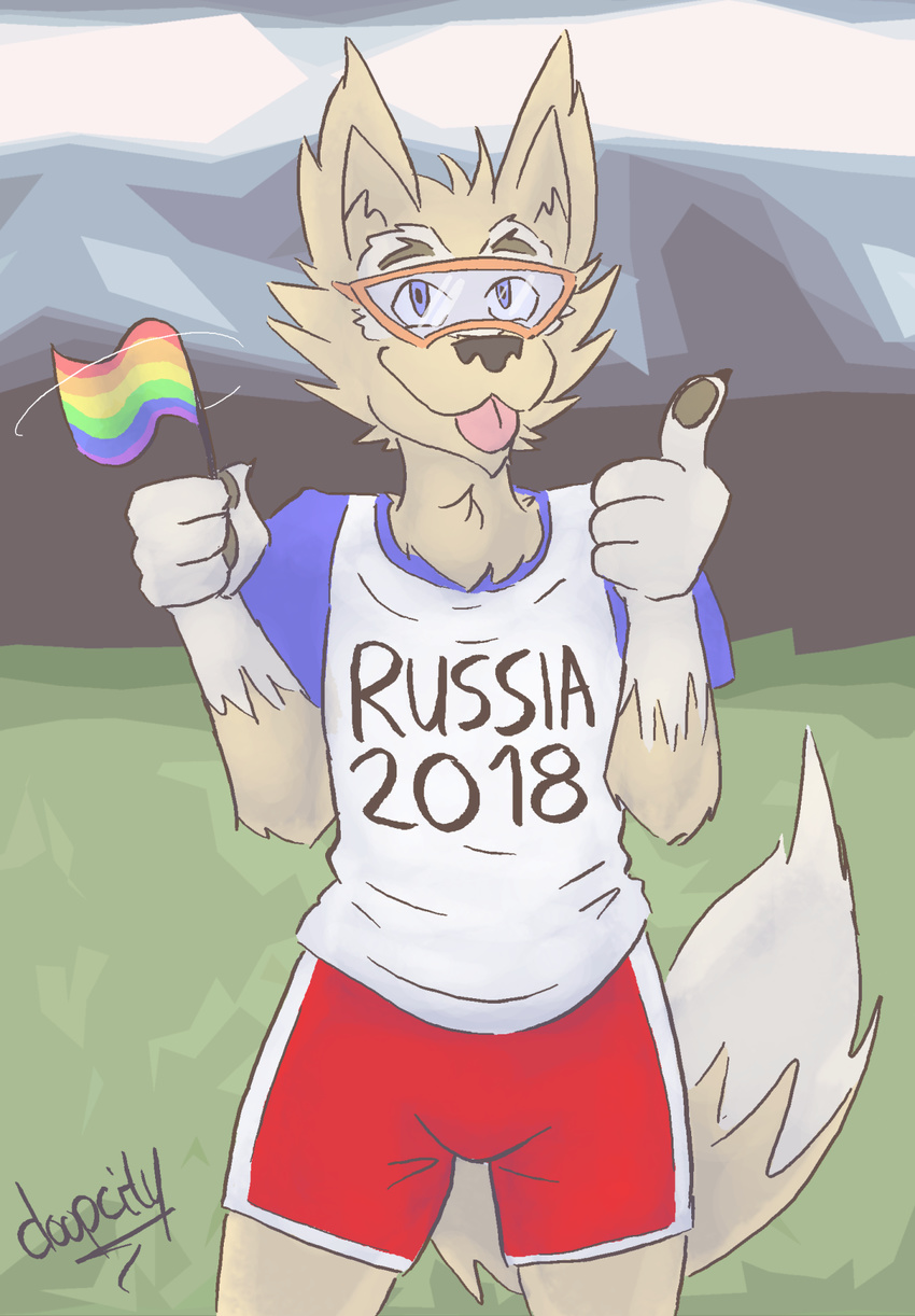 canine doopcity fingers male male/male mammal rainbow_flag rainbow_symbol russia soccer sport wolf zabivaka