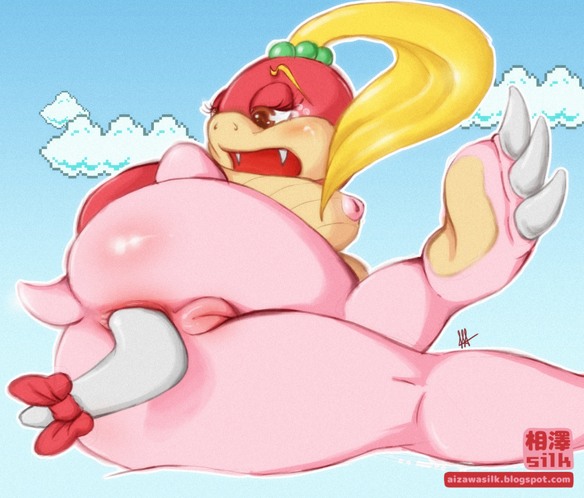 anal anal_penetration anus breasts brown_eyes claws fangs female hernandez_aizawa mario_bros nintendo open_mouth penetration pom_pom_(mario) ponytail pussy super_mario_3d_land tears video_games