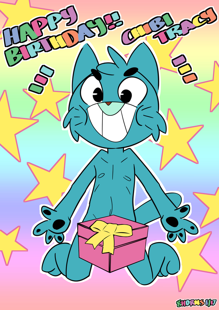 8horns anthro cartoon_network cat feline gift gumball_watterson male mammal solo the_amazing_world_of_gumball