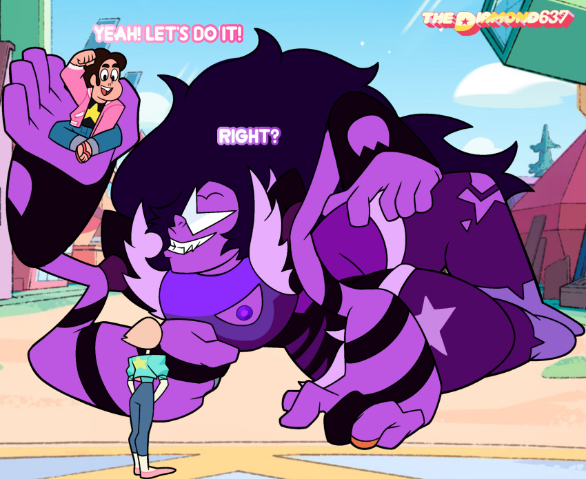 4_arms cartoon_network detailed_background dialogue eyewear fangs female gem gem_(species) gem_fusion group hi_res human humanoid lying macro male mammal multi_arm multi_limb not_furry on_model pearl_(gem_species) pearl_(steven_universe) purple_body smile standing steven_quartz_universe steven_universe sugilite_(gem_species) sugilite_(steven_universe) sunglasses teeth thediamond637 trio