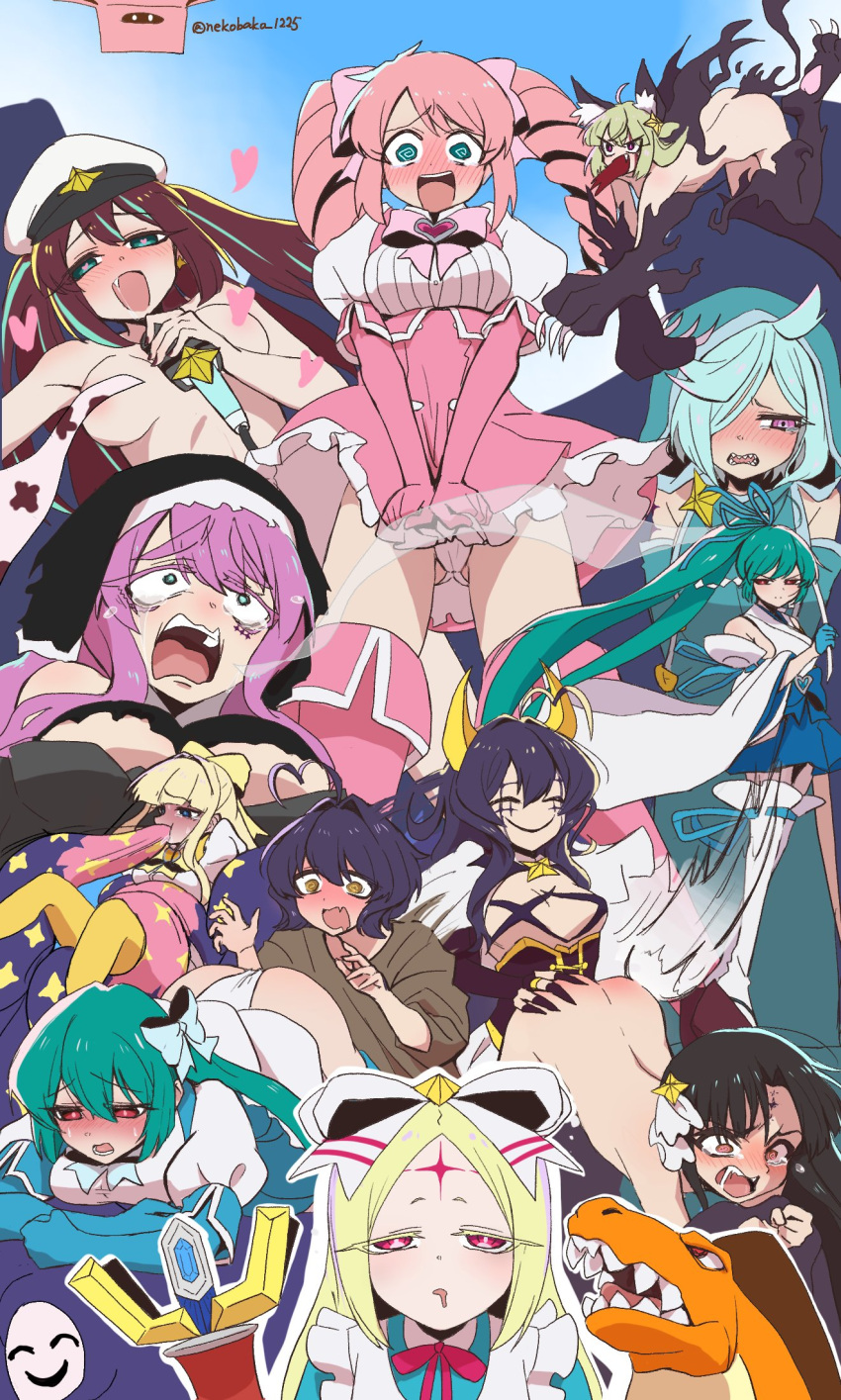 6+girls @_@ ahoge akoya_matama anemo_nemo animal_ear_fluff animal_ears araga_kiwi artist_name ass blonde_hair blue_sky blush boots breasts brown_hair cat_ears cat_girl cat_tail claws clothed_female_nude_female crying day drill_hair drooling embarrassed everyone evil_smile fang fellatio femdom gloves green_eyes green_hair hanabishi_haruka hat heart heart-shaped_pupils heart_ahoge highres hiiragi_utena hood hoodie horns irrumatio leberblume leoparde_(mahou_shoujo_ni_akogarete) loco_musica long_hair looking_at_ass lord_enorme magia_azul_(la_verita) magia_azure magia_baiser magia_magenta magia_sulfur mahou_shoujo_ni_akogarete medium_breasts medium_hair microphone military_hat minakami_sayo morino_korisu multiple_girls nail_polish nero_alice nude nun octopus omochi_inu_nekobako open_mouth oral outdoors panties pantyshot pink_hair ponytail purple_eyes red_eyes sharp_teeth sister_gigant skirt sky smile spanking symbol-shaped_pupils tail tears teeth tenkawa_kaoruko tentacles twintails underwear upper_teeth_only very_long_hair yellow_eyes yuri