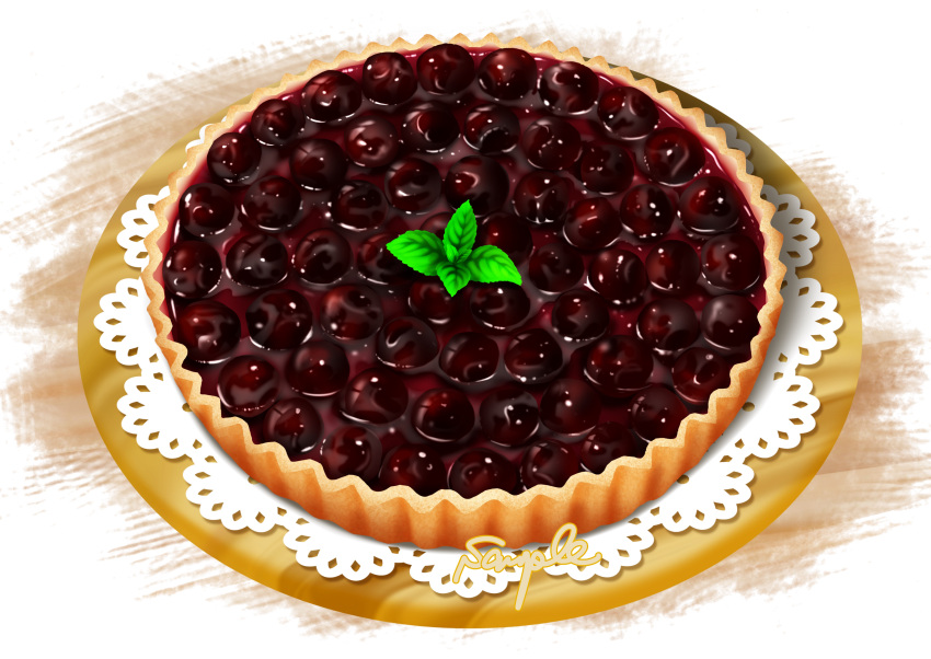 absurdres berry food food_focus fruit gyuunyuu_oume highres no_humans original pastry pie still_life wooden_tray