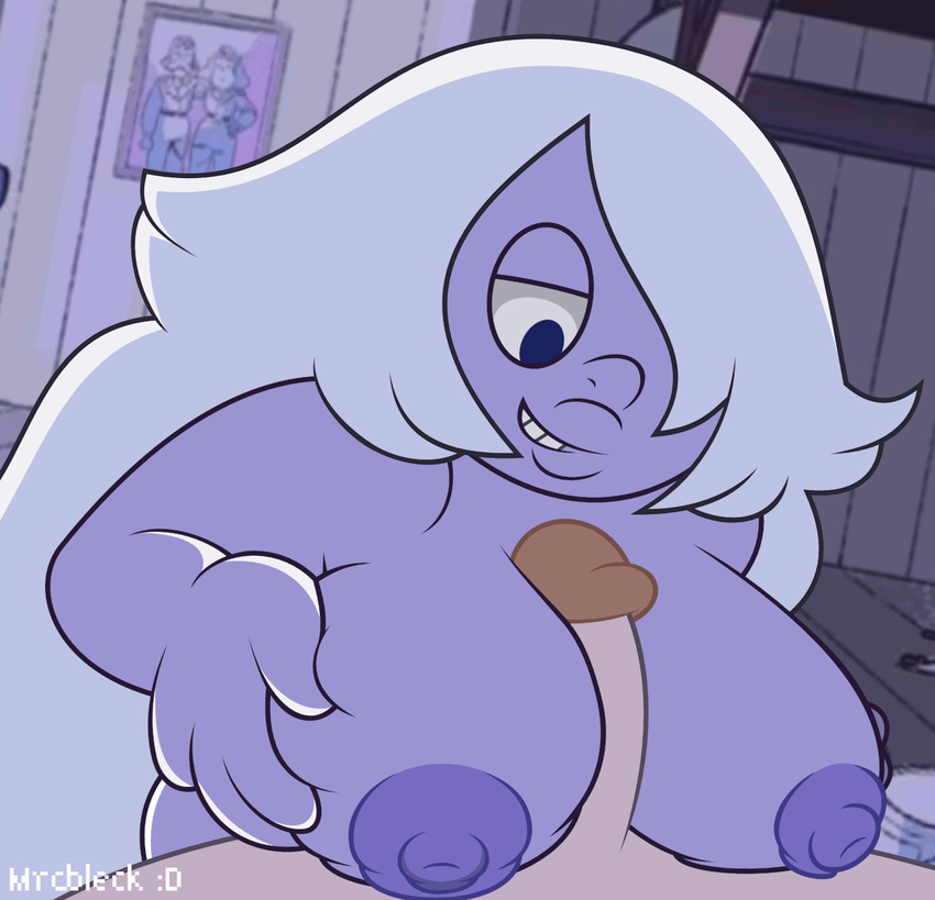 alien amethyst_(steven_universe) animated breasts cartoon_network female hair human humanoid male male/female mammal nipples penis sex steven_universe titfuck