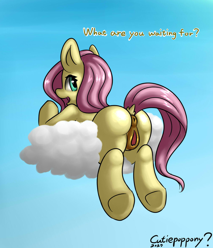 &lt;3 2017 anal animal_genitalia anus big_butt butt cloud cute cutiepoppony equine friendship_is_magic horse huge_butt mammal my_little_pony nude open_mouth pegasus pony pussy simple_background smile solo vaginal wings