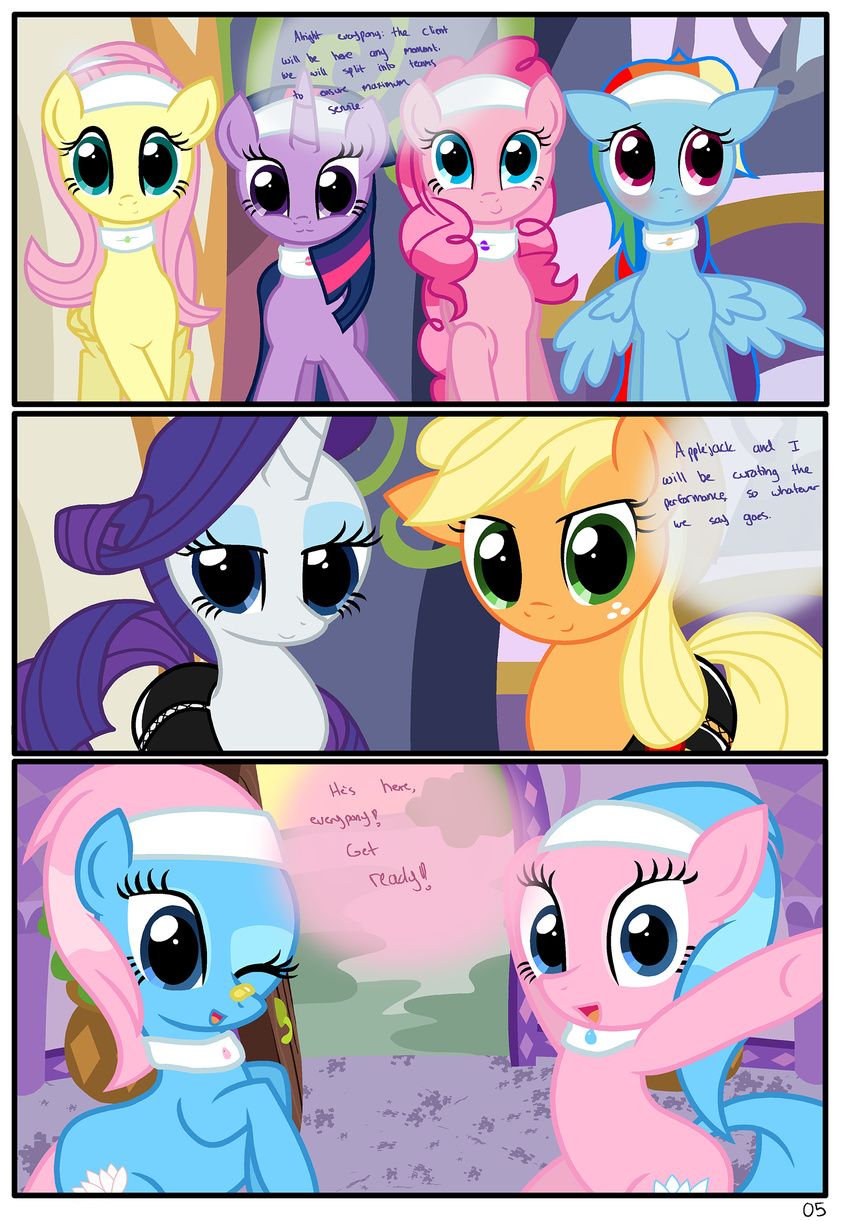 2017 absurd_res applejack_(mlp) bandage bedroom_eyes blonde_hair blue_body blue_eyes blue_feathers blue_fur blue_hair clothing collar comic cutie_mark dialogue earth_pony english_text equine eyeshadow feathered_wings feathers female feral fluttershy_(mlp) friendship_is_magic fur green_eyes group hair half-closed_eyes headband hi_res horn horse inside makeup mammal multicolored_hair my_little_pony open_mouth orange_body pegasus pink_body pink_hair pinkie_pie_(mlp)rarity_(mlp) pony purple_eyes purple_fur purple_hair pyruvate rainbow_dash_(mlp) rainbow_hair seductive smile spa text twilight_sparkle_(mlp) two_tone_hair unicorn uniform white_body white_fur white_skin wings yellow_body yellow_skin
