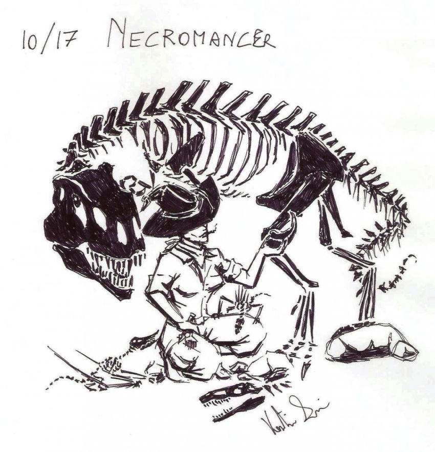 ambiguous_gender animated_skeleton bandanna bandanna_on_neck black_and_white bone breasts brush chisel clothed clothing dinosaur dokumaru female feral fossil group hat headgear headwear hi_res holding_object human kerchief kneeling magic_user mammal monochrome necromancer paleontologist pteranodontid pterosaur reptile rhamphorhynchus scalie sickle_claw simple_background skeleton smoking theropod tools undead white_background witch witch_hat