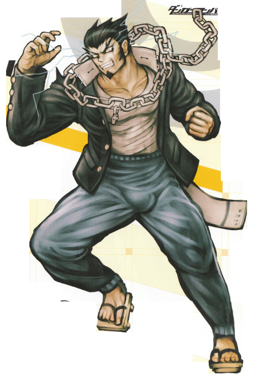 bara beard blue_hair bulge danganronpa manager manly nidai_nekomaru smile super_danganronpa_2