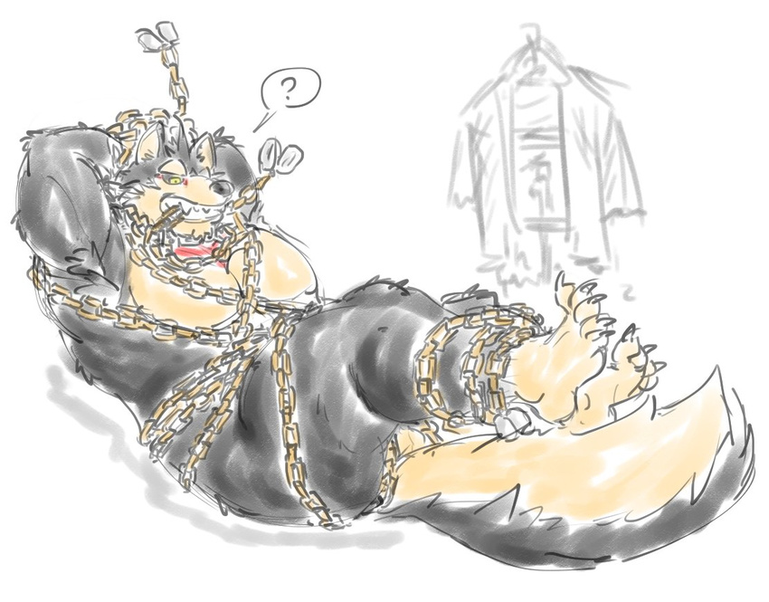 canine garmr male mammal solo tied-up tokyo_afterschool_summoners wolf