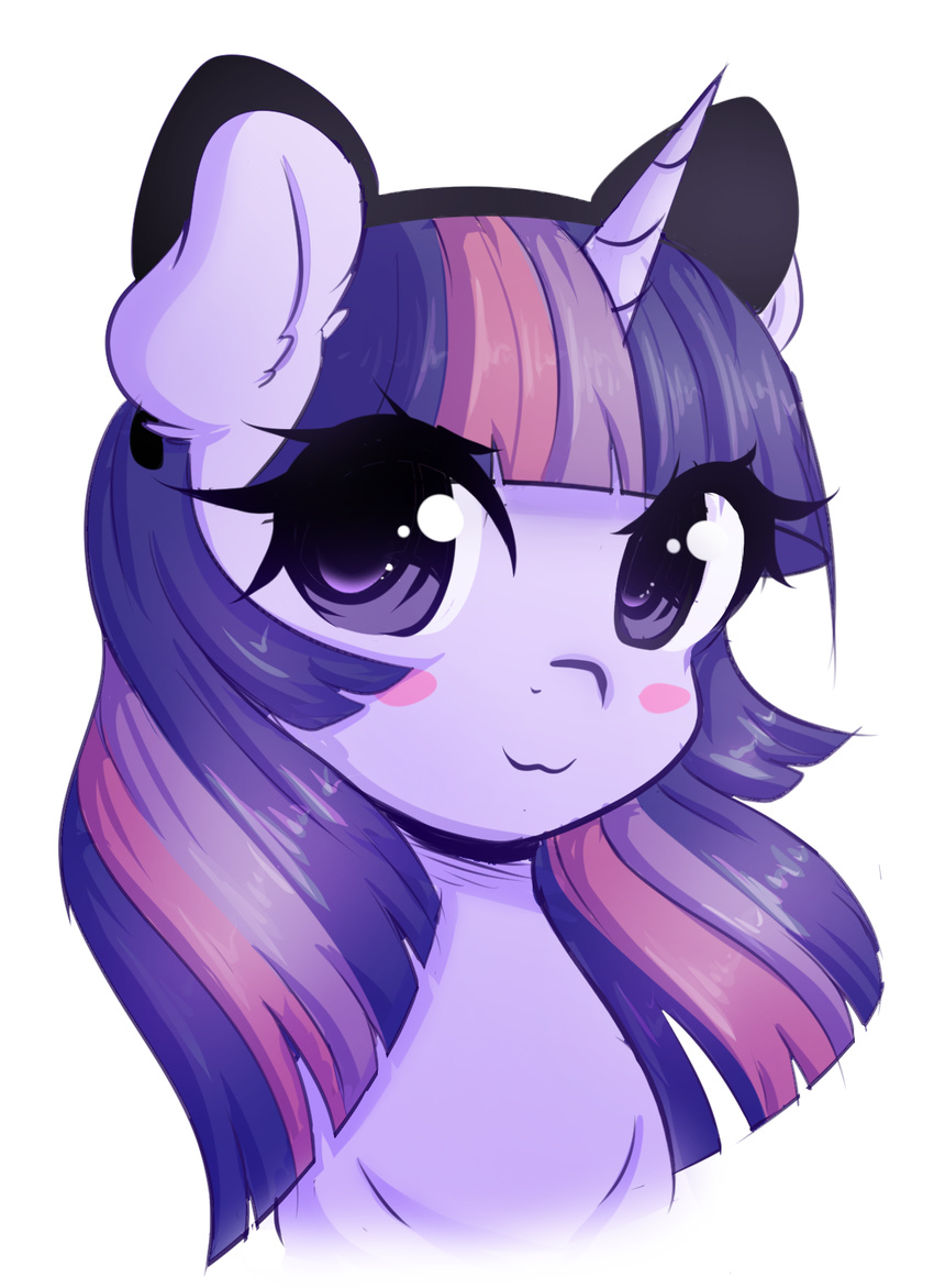 2017 :3 cute equine eyelashes fake_cat_ears fake_ears female fluffymaiden friendship_is_magic hair hi_res horn long_hair looking_at_viewer mammal multicolored_hair my_little_pony purple_eyes simple_background smile solo twilight_sparkle_(mlp) unicorn white_background