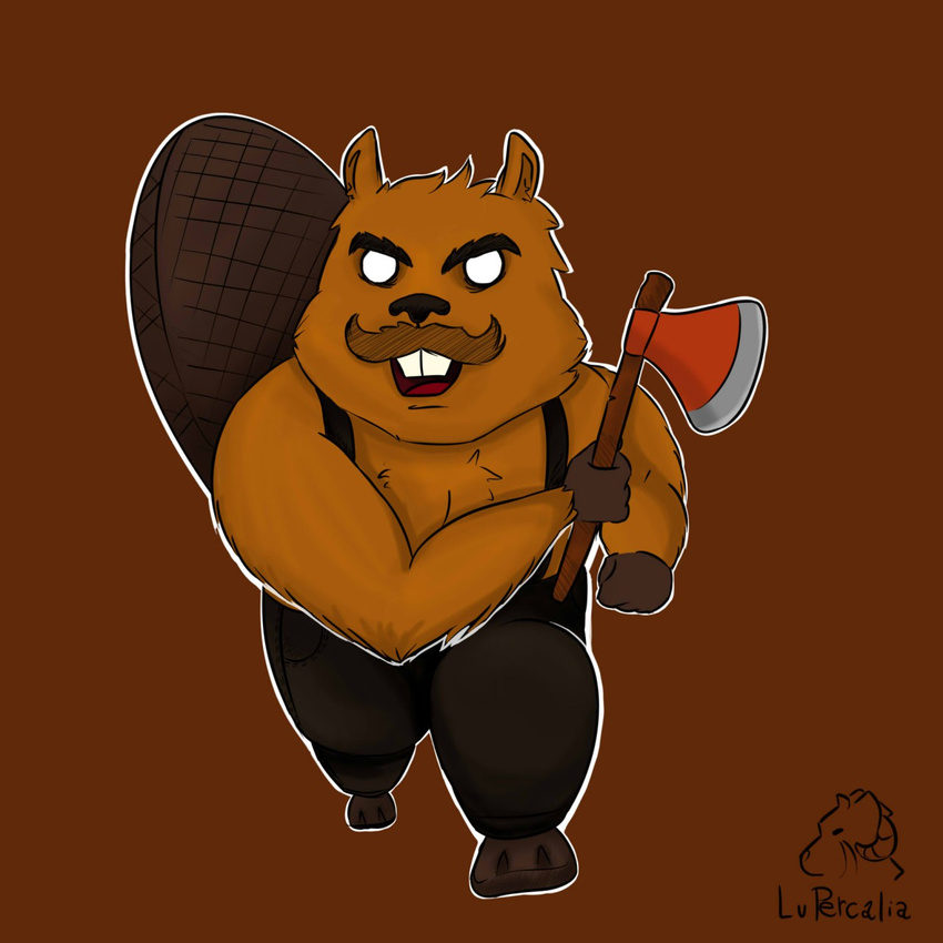 2017 axe beaver buckteeth clothed clothing digital_media_(artwork) don't_starve lupelongo male mammal melee_weapon open_mouth rodent simple_background solo teeth video_games weapon werebeaver woodie