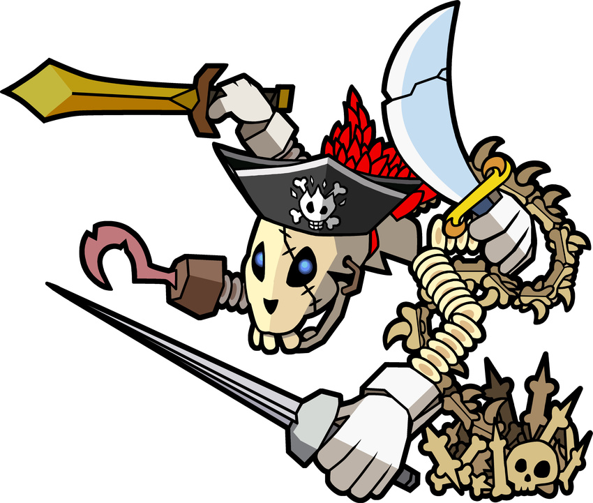 blue_eyes mario_(series) official_art paper_mario pirate pirate_hat skeleton sword