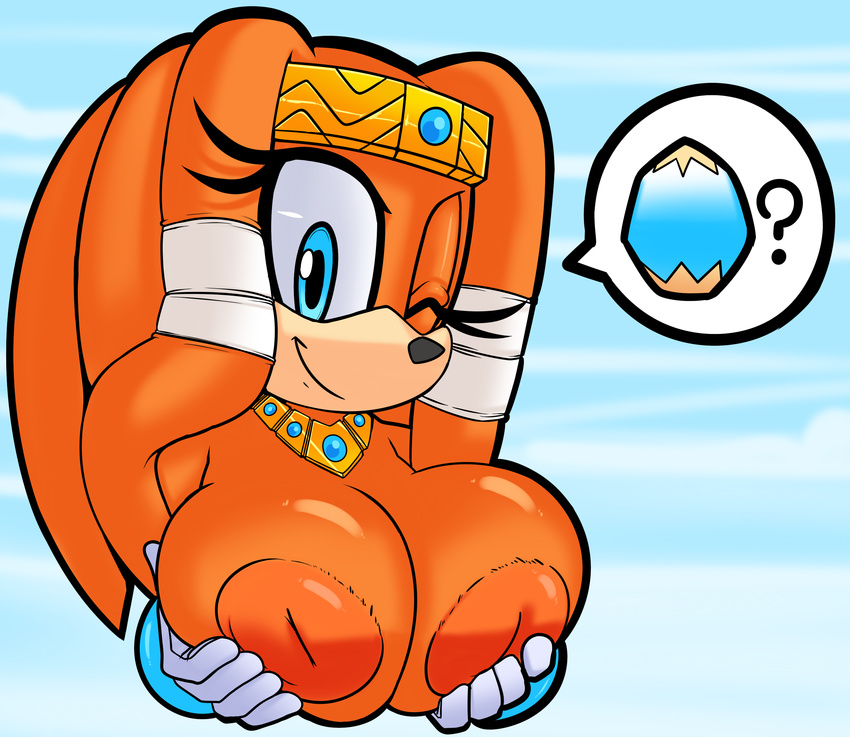 big_breasts breasts dreamcastzx1 echidna female huge_breasts mammal marthedog monotreme sonic_(series) tikal_the_echidna