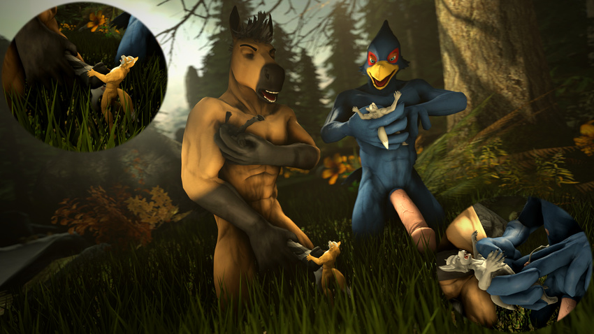 3d_(artwork) abs animal_genitalia animal_penis anthro anthrofied armpit_fetish avian balls big_dom_small_sub canine cum cum_inside digital_media_(artwork) domination equine equine_penis erection falco_lombardi fingerjob forest fox_mccloud fox_whisper85 grass group group_sex handjob hooves interspecies kneeling macro male male/male male_domination mammal micro micro_on_macro muscular muscular_male nintendo orgasm penetration penis penis_in_penis pinned sex size_difference size_play source_filmmaker star_fox teeth tongue tree urethral urethral_penetration video_games wolf wolf_o'donnell