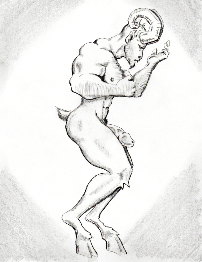 aries big_arms caprine fist fmonkey hooves horn male mammal muscular penis traditional_media_(artwork)