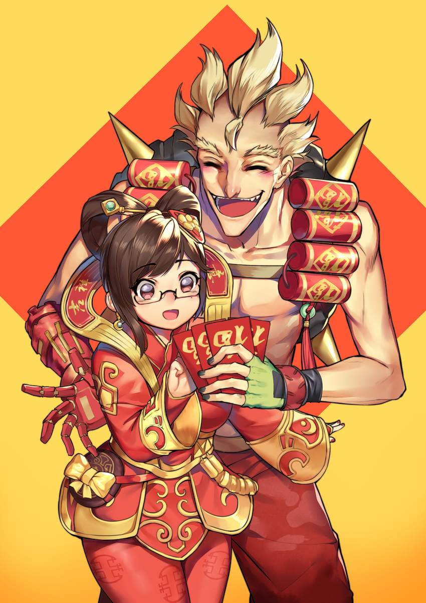 asian_clothes greetload junkrat megane mei_(overwatch) overwatch