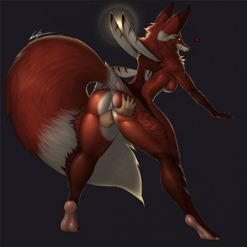 anthro anus avian bat bent_over big_legs breasts butt butt_grab canine cherry_(character) chimera disembodied_hand dredjir feathers feet female fingering fluffy food fox fruit fur hand_on_butt happy human human_on_anthro hybrid hyena interspecies mammal masturbation nipples paws penetration presenting presenting_hindquarters pussy red_fur smile toes vaginal vaginal_penetration wide_hips