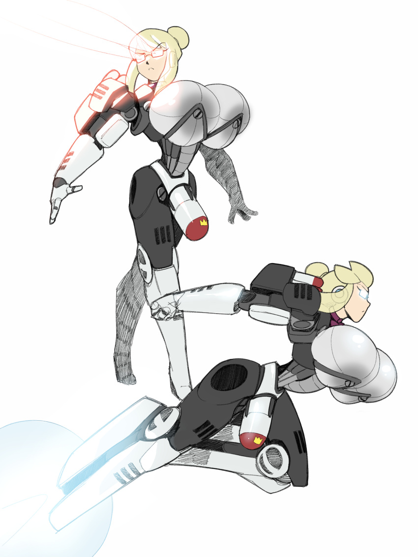 absurd_res android big_breasts big_penis breasts codpiece curvy_figure eyewear genitals glasses gynomorph hi_res hourglass_figure huge_breasts humanoid intersex laser laser_eyes last_period machine mechanical_arm mechanical_leg mechanical_penis nosunato penis robot solo sonya_(last_period) wedge_(footwear)