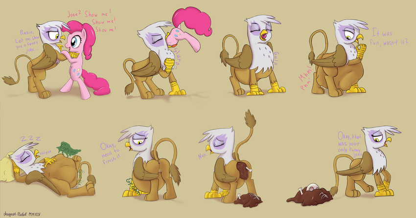 anus augustbebel avian belly bulge dialogue digestion disposal feces friendship_is_magic gilda_(mlp) gryphon my_little_pony pinkie_pie_(mlp) pussy scat stomach_noise vore