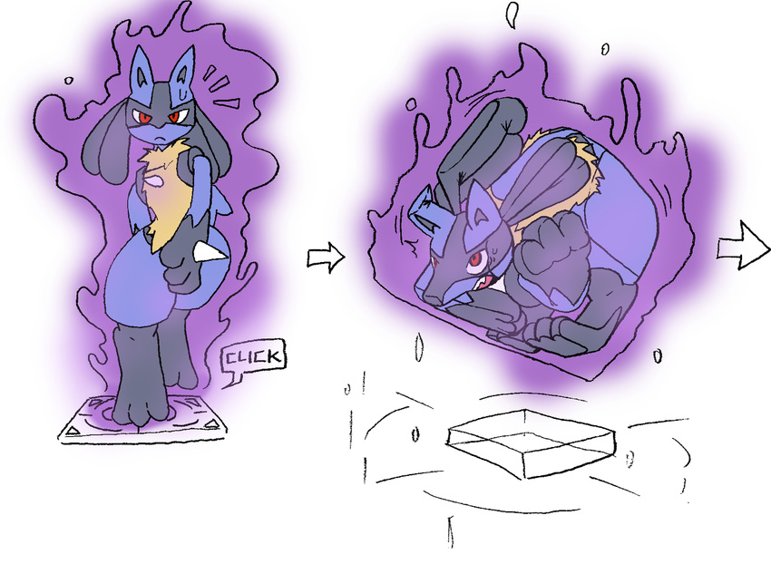 anthro blue_fur box cube cula fur in_box lucario magic nintendo pok&eacute;mon transformation video_games