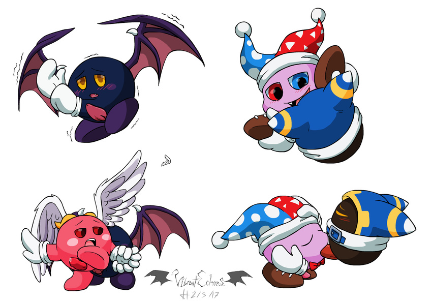 alpha_channel anal animal_genitalia blue_skin blush bow_tie brown_skin clothing erection fangs feathered_wings feathers footwear galacta_knight gloves heterochromia hood horn jester_hat kirby_(series) magolor male male/male marx membranous_wings meta_knight nintendo open_mouth oral penis pink_skin precum red_eyes shaking shivering shoes vibrantechoes video_games waddling_head wings yellow_eyes